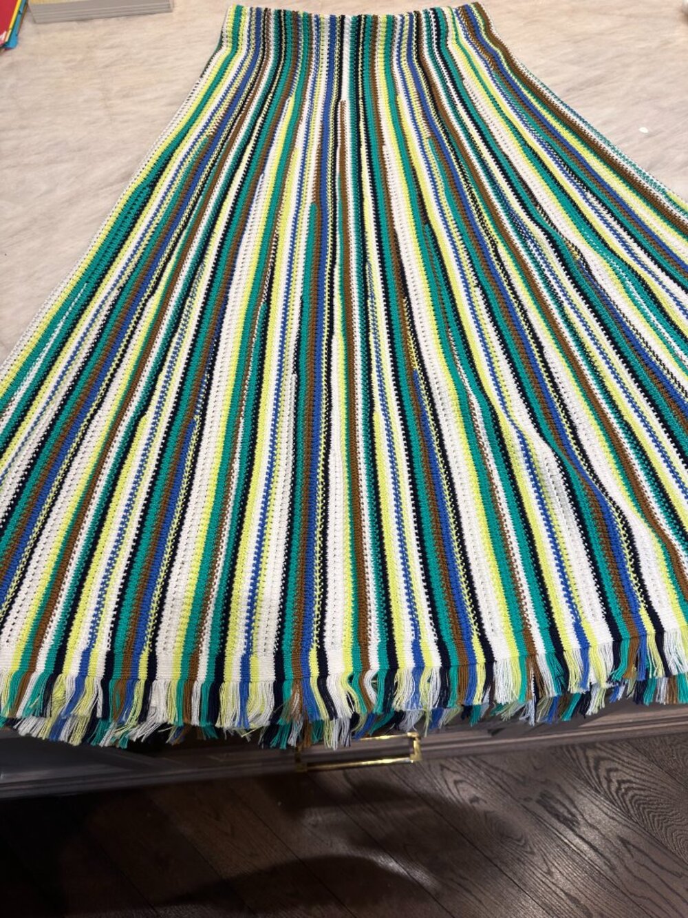 ME+EM Luxury Crochet Knit Fringe Maxi Skirt Resort Boho Coastal Chic L - Picture 9 of 10